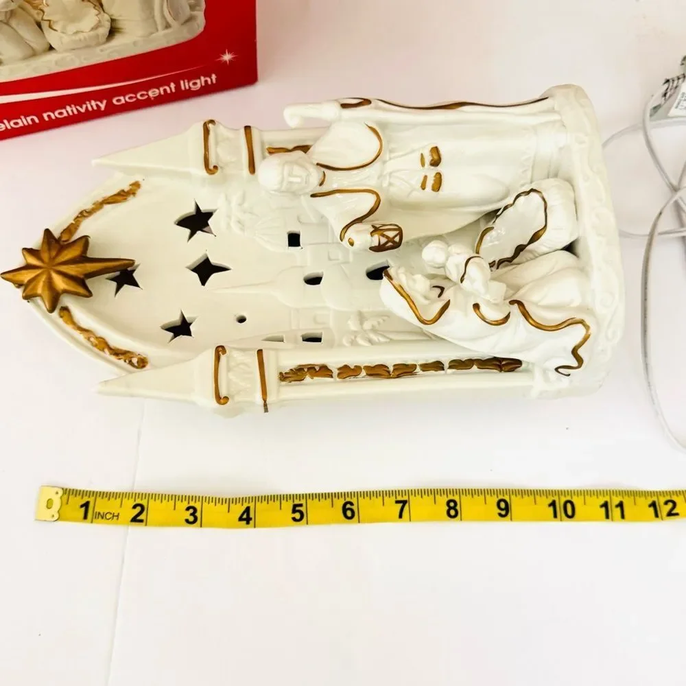 Porcelain Nativity With Gold Accents